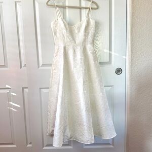 Lulus Meet For Tea White Jacquard Bustier Midi Dress With Pockets - Size M